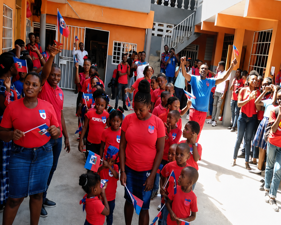 Toute l’école en rouge et bleu pour la fête du drapeau